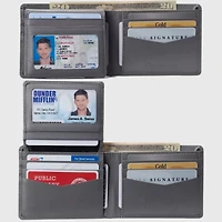 Alpine Swiss Mens Genuine Leather Wallet Passcase Bifold Rfid Safe 2 Id Windows