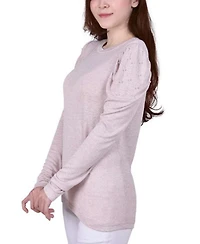 Ny Collection Petite Puff Sleeve Knit Top