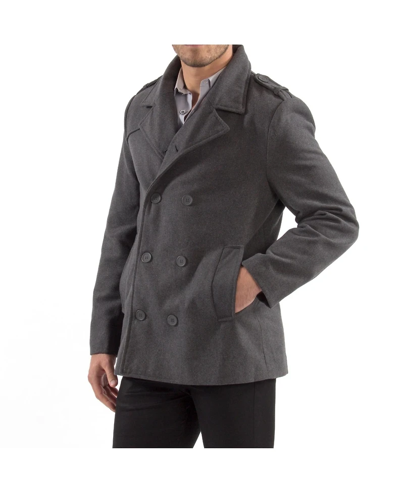 Alpine Swiss Jake Mens Pea Coat Wool Blend Double Breasted Dress Jacket Peacoat