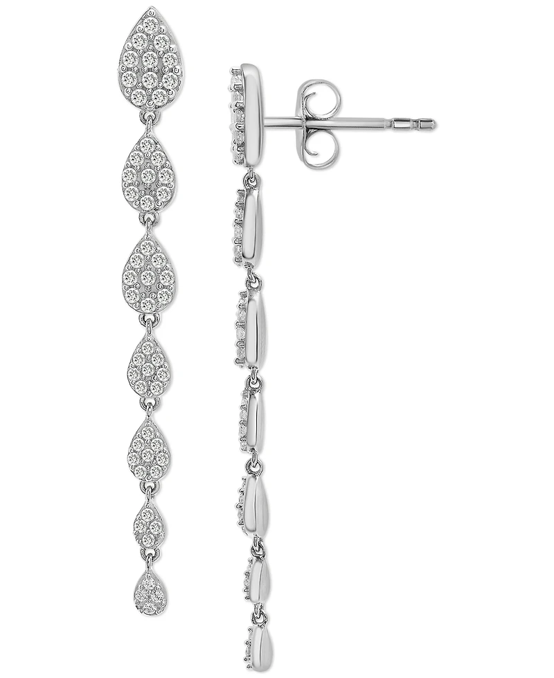 Wrapped Love Diamond Cluster Linear Drop Earrings (1 ct. t.w.) 14k Gold or White Gold, Created for Macy's