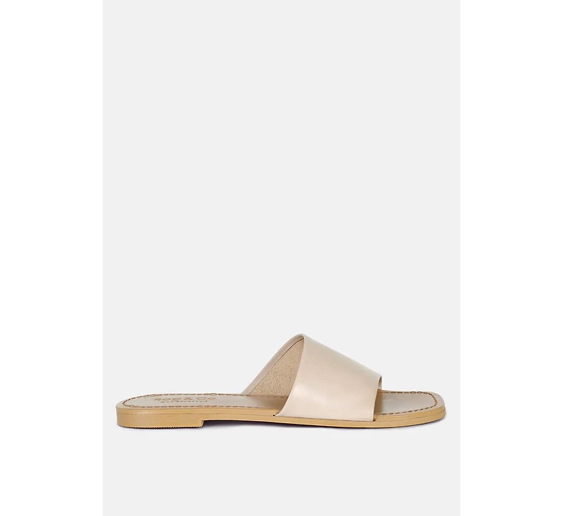 Tatami Black Leather Classic Slide Flats