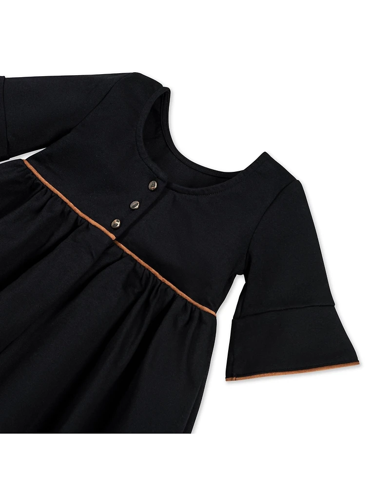 Hope & Henry Big Girls Ruffle Sleeve Ponte Dress with Suede Detail
