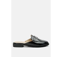Rag & Co Yashta Womens Patent Studded Flat Mules