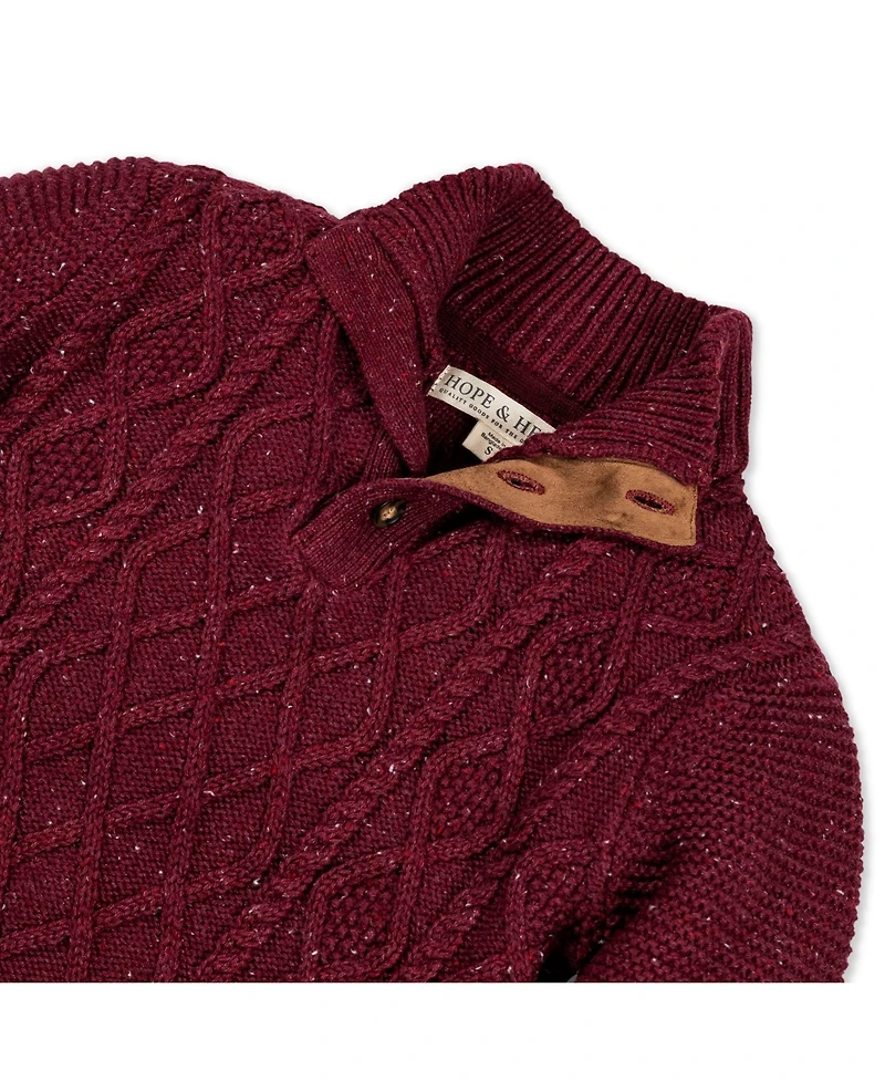 Hope & Henry Boys Organic Long Sleeve Mock Neck Cable Sweater with Flecks