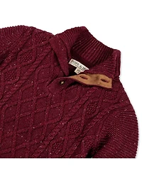 Hope & Henry Boys Organic Long Sleeve Mock Neck Cable Sweater with Flecks