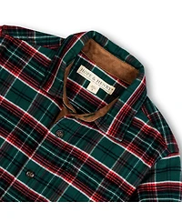 Hope & Henry Boys Organic Long Sleeve Flannel Shirt with Suede Detail
