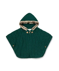 Hope & Henry Girls Cable Sweater Cape with Hood