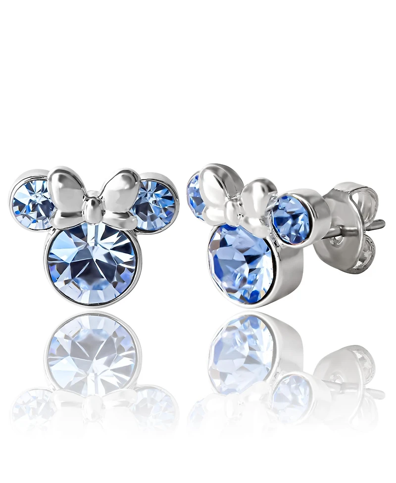 Disney Womens Minnie Mouse Birthstone Stud Earrings