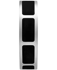 Men's Polished Black Ceramic Segmented Band Sterling Silver