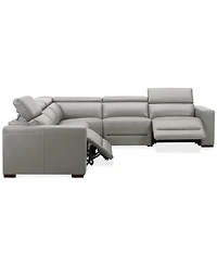 Nevio 124" 5-Pc. Leather Sectional with 2 Power Recliners and Headrests, Created For Macy's