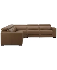 Nevio 124" 5-Pc. Leather Sectional with 3 Power Recliners and Headrests, Created For Macy's