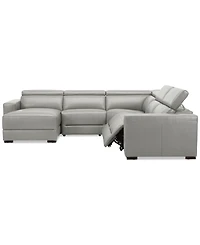 Nevio 124" 5-Pc. Leather Sectional with 2 Power Recliners, Headrests and Chaise, Created For Macy's