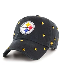 Men's and Women's '47 Brand Black Pittsburgh Steelers Confetti Clean Up Adjustable Hat