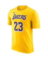 Men's Nike LeBron James Gold Los Angeles Lakers Name and Number T-shirt