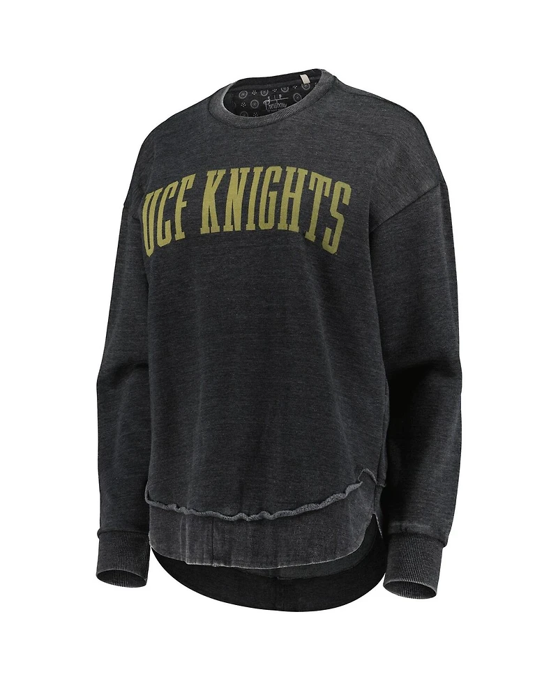 Women's Pressbox Black Distressed Ucf Knights Vintage-Like Wash Pullover Sweatshirt