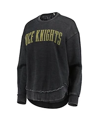 Women's Pressbox Black Distressed Ucf Knights Vintage-Like Wash Pullover Sweatshirt