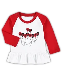 Girls Infant Wes & Willy Cardinal, White Arkansas Razorbacks Balloon Raglan 3/4-Sleeve T-shirt and Leggings Set