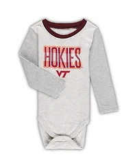 Infant Boys and Girls Wes & Willy Heather Gray Virginia Tech Hokies Jie Long Sleeve Bodysuit Pants Set