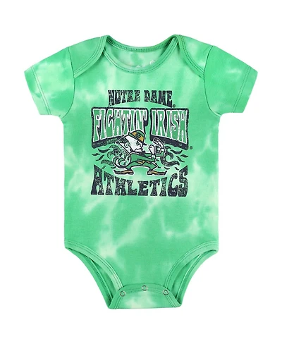 Newborn and Infant Boys Girls Green Notre Dame Fighting Irish Lil Rocker Tie-Dye Bodysuit