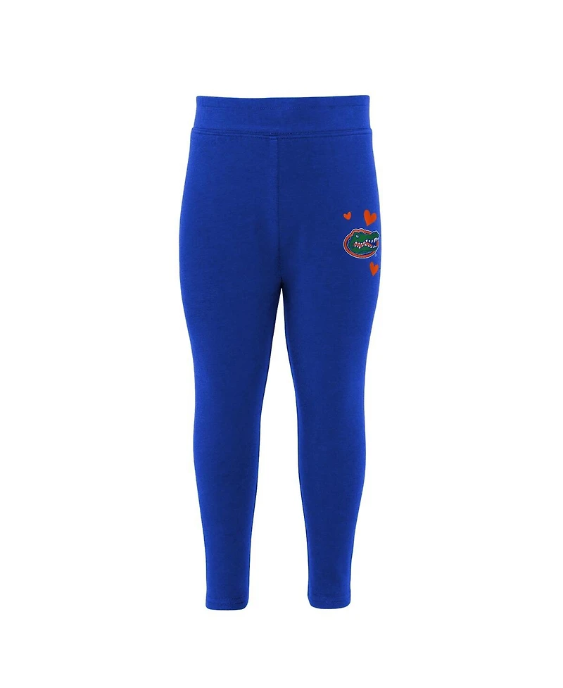 Girls Preschool Gray, Royal Florida Gators Heart to Hoodie and Leggings Set