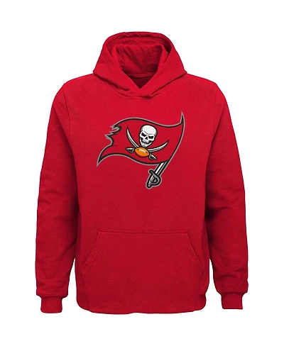 Big Boys Red Tampa Bay Buccaneers Team Logo Pullover Hoodie