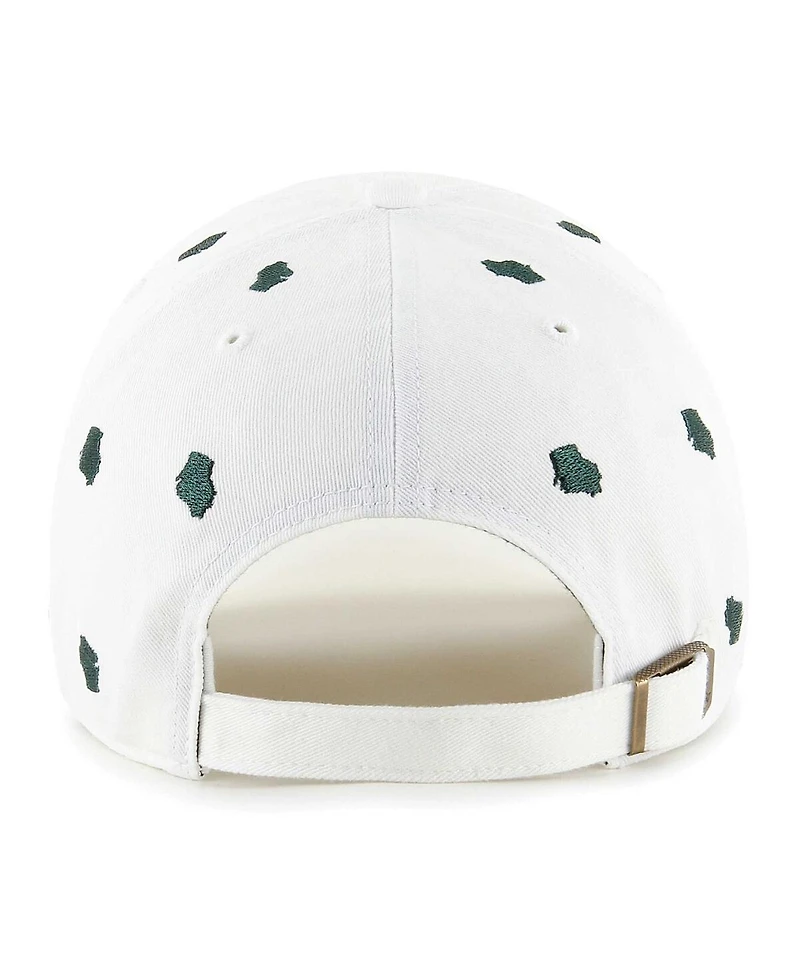 Men's and Women's '47 Brand White Green Bay Packers Confetti Clean Up Adjustable Hat