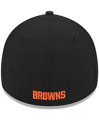 Men's New Era Black Cleveland Browns Main 39THIRTY Flex Hat
