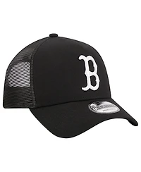 Men's New Era Black Boston Red Sox A-Frame 9FORTY Trucker Adjustable Hat