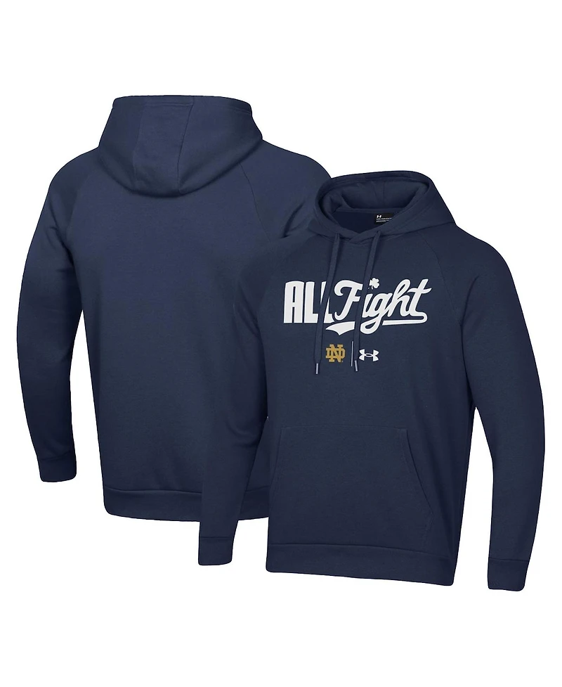 Men's Under Armour Navy Notre Dame Fighting Irish All Fight Raglan Pullover Hoodie