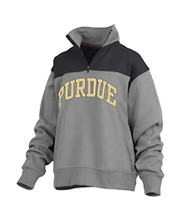 Women's Pressbox Gray Purdue Boilermakers Avon Fleece Quarter-Zip Jacket