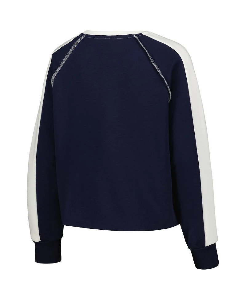 Women's Gameday Couture Navy West Virginia Mountaineers Blindside Raglan Cropped Pullover Sweatshirt