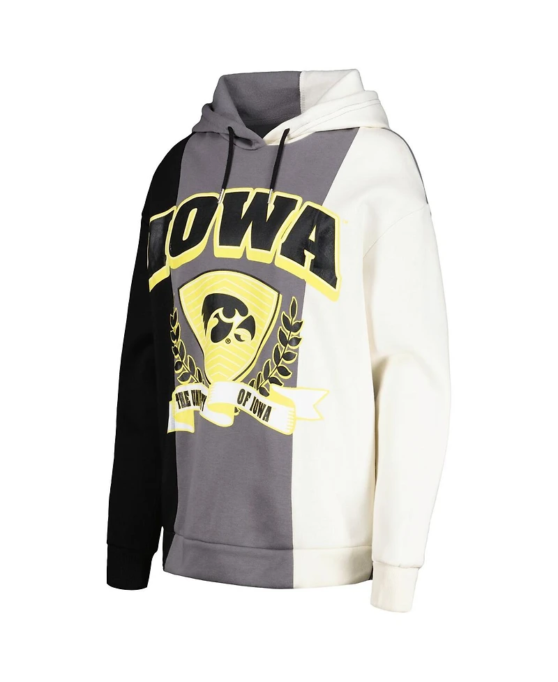 Women's Gameday Couture Black Iowa Hawkeyes Hall of Fame Colorblock Pullover Hoodie