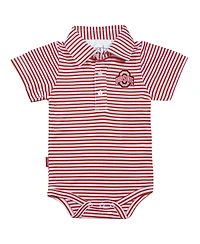 Infant Boys and Girls Garb Scarlet, White Ohio State Buckeyes Carson Striped Short Sleeve Bodysuit