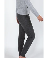 Jennie Liu Women's 100% Pure Cashmere Knitted Jogger Pants