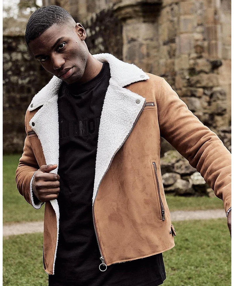 Saint Morta Men's Imperial Faux Sherpa Biker Jacket