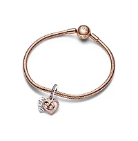 Pandora Cubic Zirconia Two-Tone Infinity Heart Double Dangle Charm