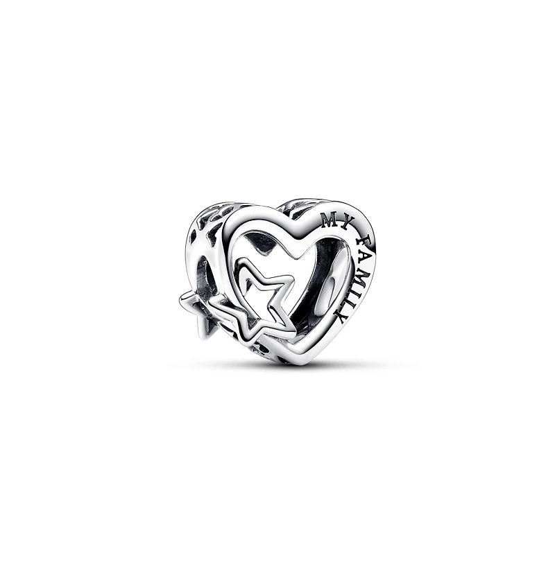 Pandora Sterling Silver Openwork Family Heart Star Charm