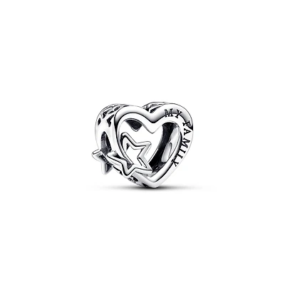 Pandora Sterling Silver Openwork Family Heart Star Charm