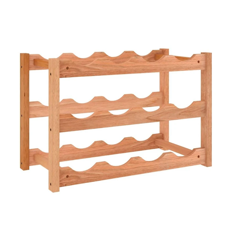 Wine Rack for 12 Bottles Solid Wood Walnut