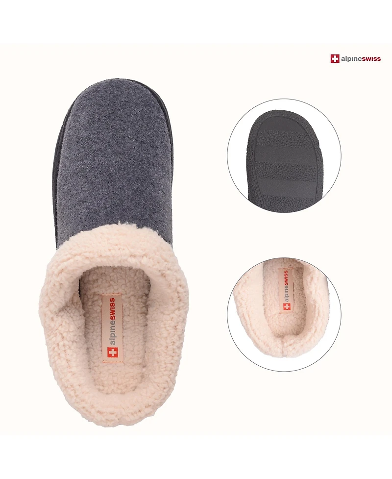 Alpine Swiss Mens Memory Foam Clog Slippers Fleece Fuzzy Slip On House Shoes
