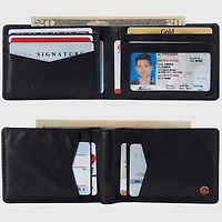 Alpine Swiss Mens Slimfold Wallet Rfid Safe Bifold Genuine Leather Id Window