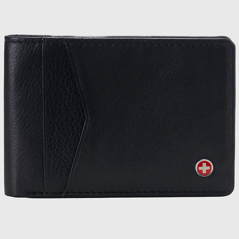 Alpine Swiss Mens Slimfold Wallet Rfid Safe Bifold Genuine Leather Id Window