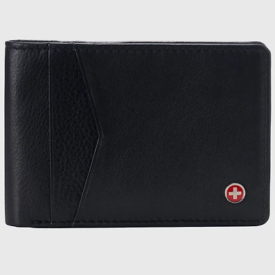 Alpine Swiss Mens Slimfold Wallet Rfid Safe Bifold Genuine Leather Id Window