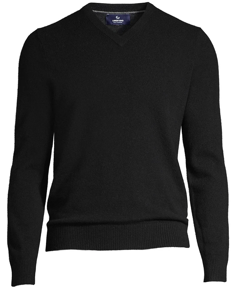 Lands' End Men's Fine Gauge Cashmere V-neck Sweater
