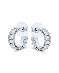 Bling Jewelry Classic Statement Cz Emerald Cut Cubic Zirconia Eternity Hoop Earrings Prom Party Pierced Ear 0.5 Inch Diameter
