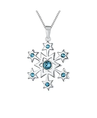 Bling Jewelry Blue Holiday Party Jewelry Set Cz Snowflake Earrings & Necklace Brooch Pin