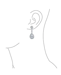 Bling Jewelry Teardrop Halo Cubic Zirconia Pave Cz Dangle Statement Clip On Earrings Rose Gold Plated