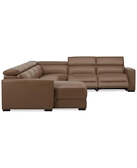 Nevio 157" 6-Pc. Leather Sectional with 2 Power Recliners, Headrests and Chaise, Created For Macy's