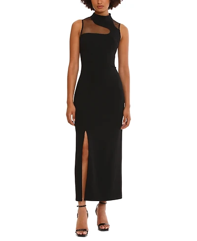 Donna Morgan Women's Mock-Neck Sleeveless Slit-Front Dress