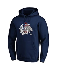 Men's Fanatics Navy Chicago Blackhawks Banner Wave Logo Pullover Hoodie